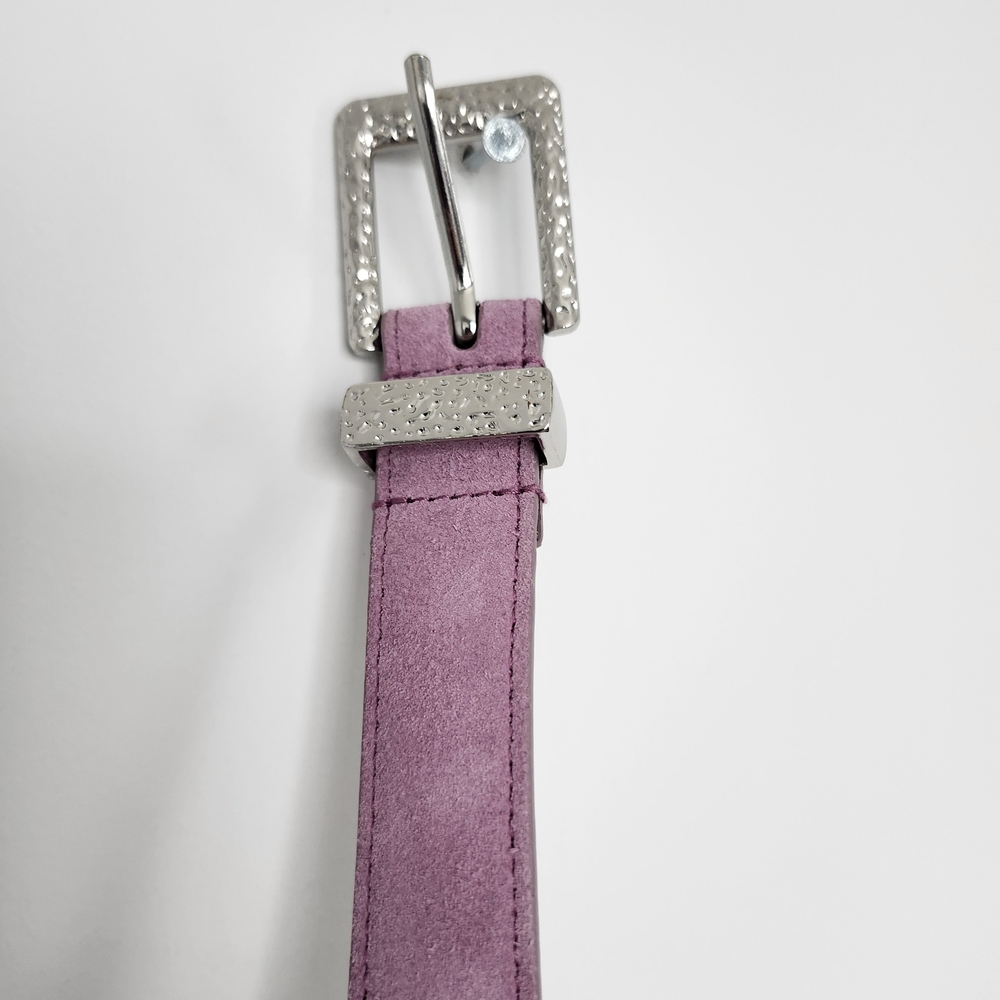 Purple Belt Genuine Leather Silver Tone Buckle WHBM 42 Inches